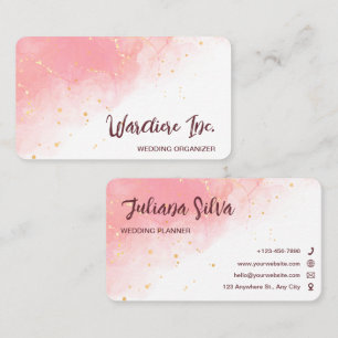 Pink Modern Wedding Organizer Business Card