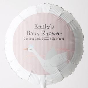 Pink Modern Whimsical Princess Swan Baby Shower Balloon
