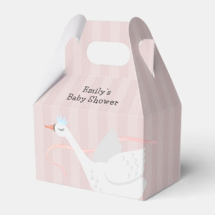 Pink Modern Whimsical Princess Swan Baby Shower Favor Boxes