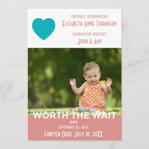 Pink Modern Worth the Wait - Adoption Announcement
