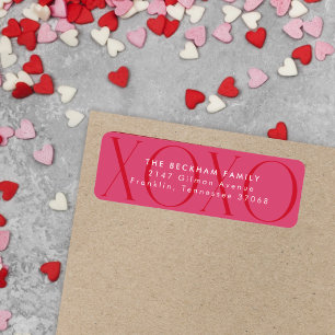Pink Modern XOXO Valentine's Day Return Address Label