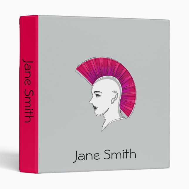 Pink Mohawk punk pop art student folder (Front/Spine)