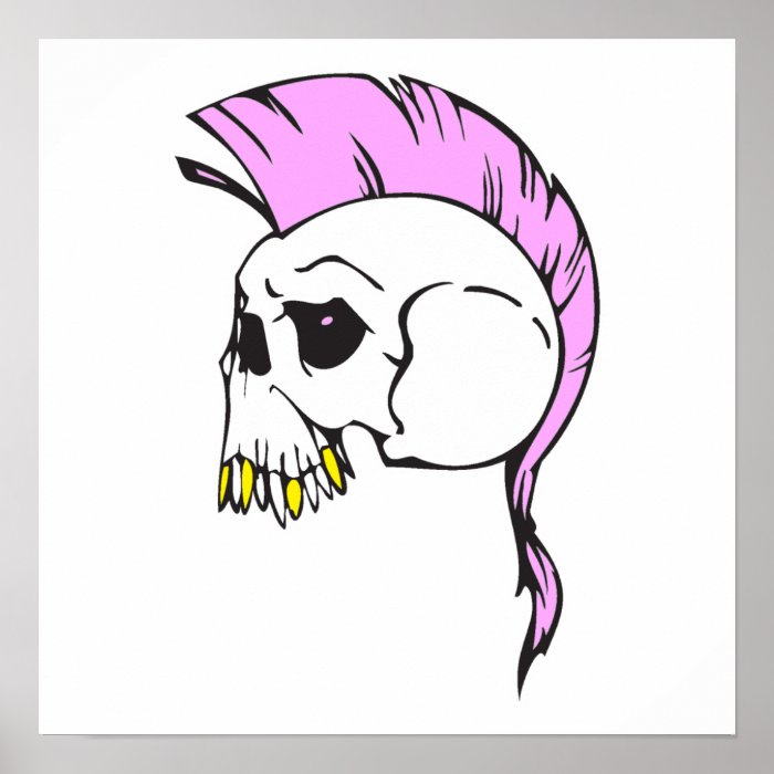 pink mohawk skull print