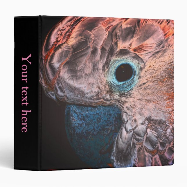 Pink Moluccan Cockatoo Parrot Art Personalized 3 Ring Binder (Front/Spine)