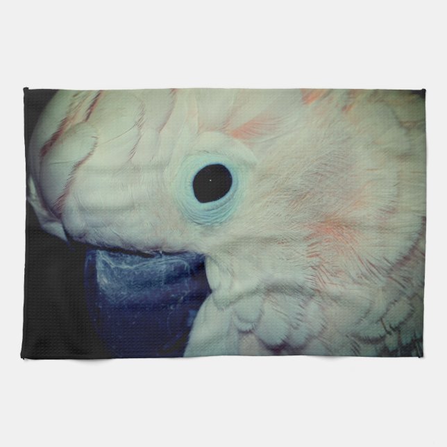 Pink Moluccan Cockatoo Parrot Close Up  Kitchen Towel (Horizontal)