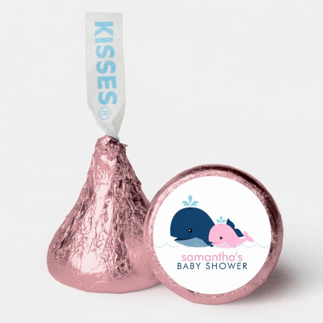 Pink Mom and Baby Whale Baby Shower  Hershey®'s Kisses® (Front)