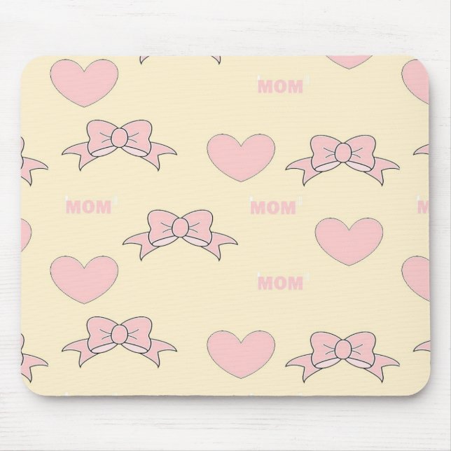 Pink mom cream pattern mouse pad (Front)