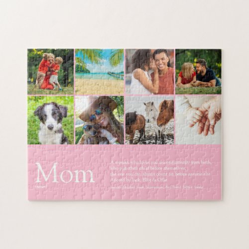 Pink Mom Definition Quote Photo Collage Jigsaw Puzzle