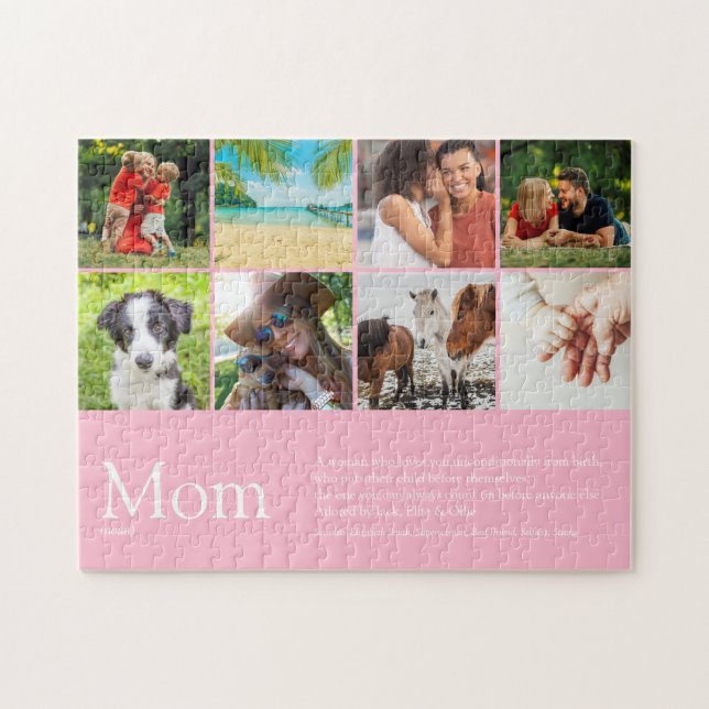 Pink Mom Definition Quote Photo Collage Jigsaw Puzzle (Horizontal)