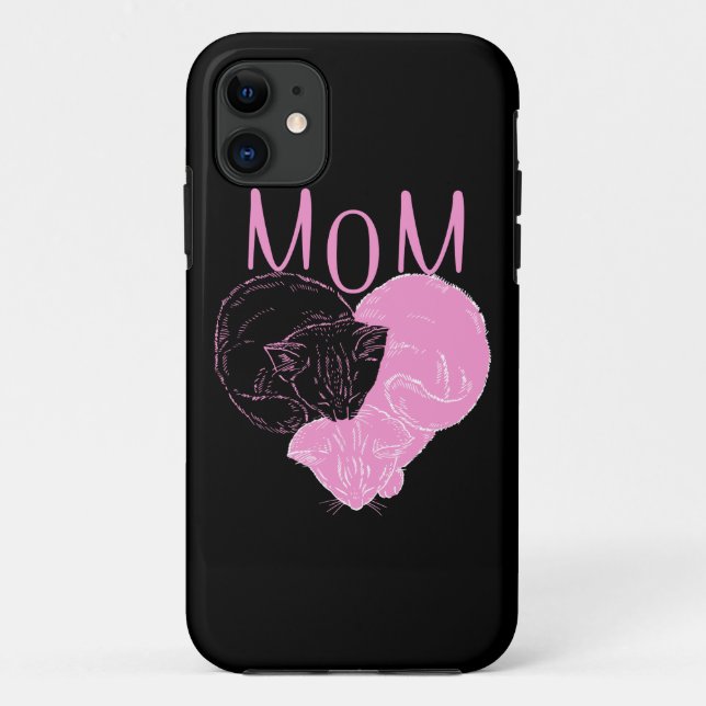 Pink MOM Heart Cats Case-Mate iPhone Case (Back)