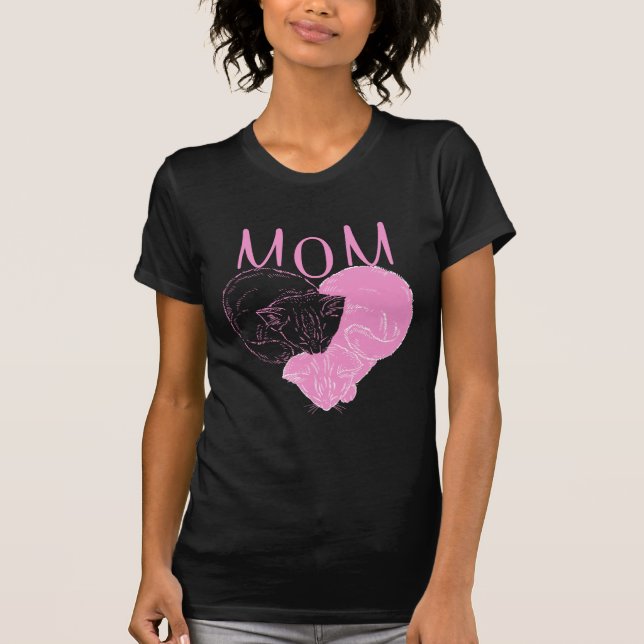 Pink MOM Heart Cats T-Shirt (Front)