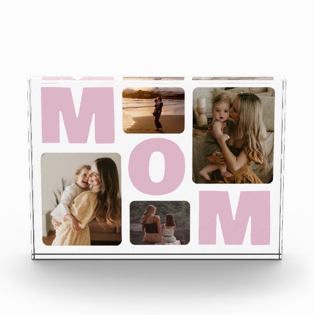 Pink Mom Mothers Day Family Photo Collage  Block (Front)