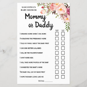 Pink Mom or Dad he she said bilingual game card Flyer