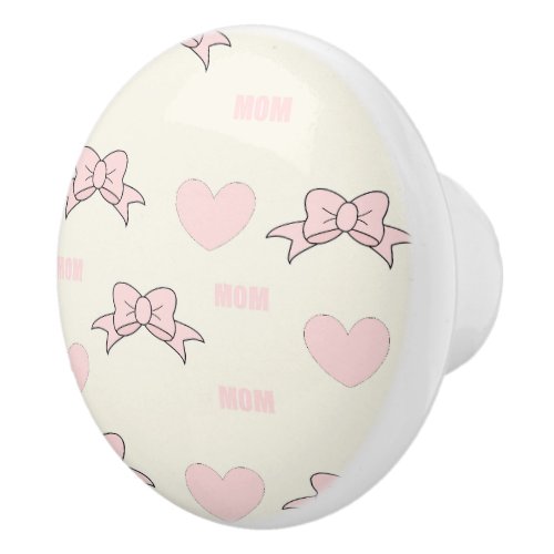 Pink mom pattern ceramic knob