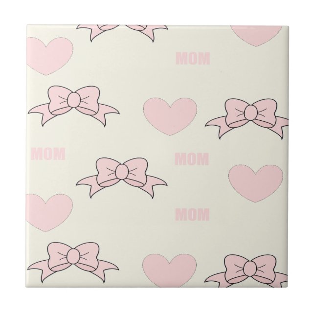 Pink mom pattern ceramic tile (Front)