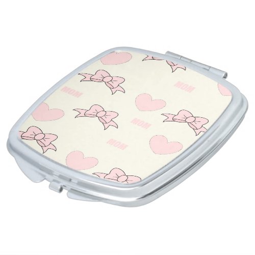 Pink mom pattern compact mirror