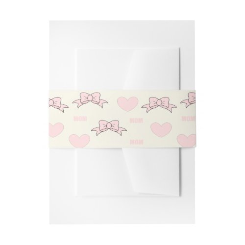 Pink mom pattern invitation belly band