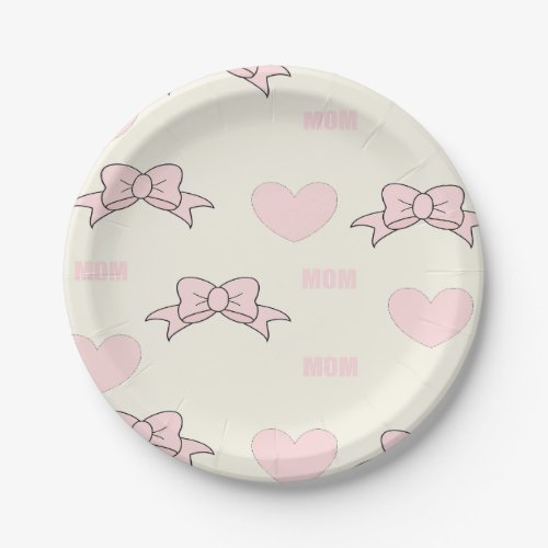 Pink mom pattern paper plate