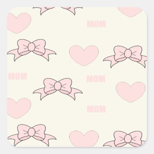 Pink mom pattern square sticker