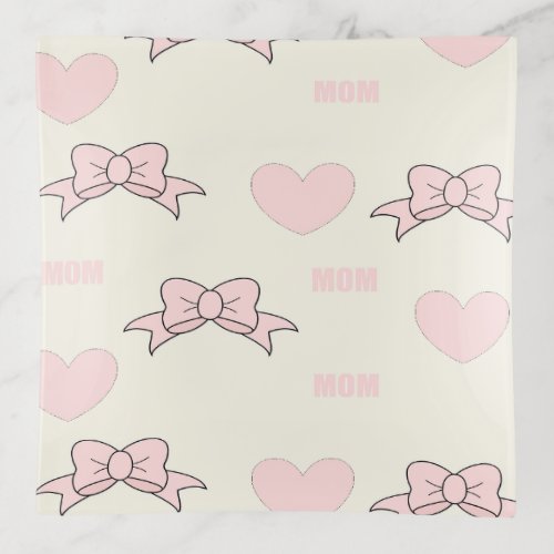 Pink mom pattern trinket tray