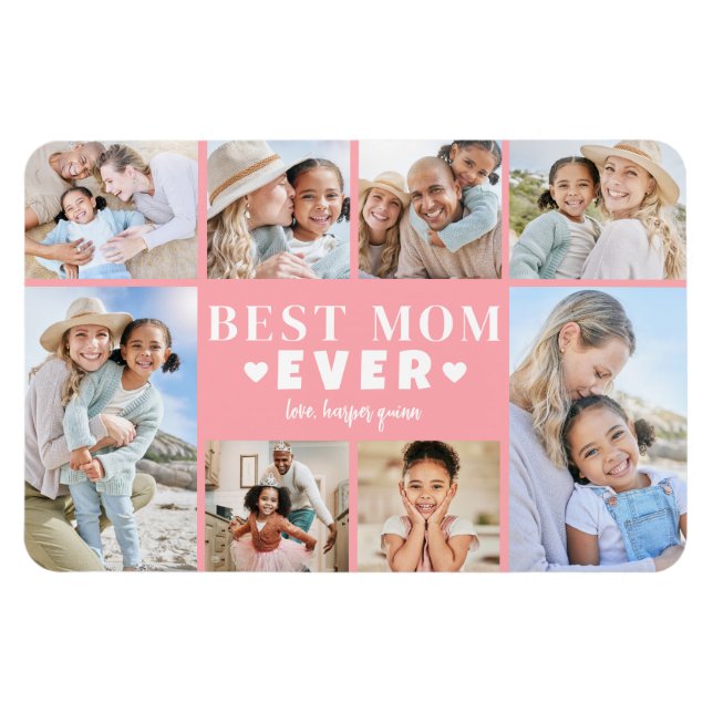 Pink Mom Photo Collage Magnet (Horizontal)