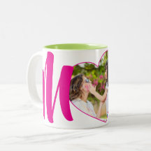 Pink "MoM" Photo Heart Personalized