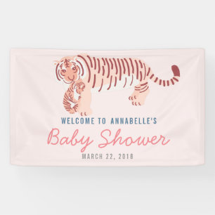 Pink Mom Tiger & Cub Baby Shower Banner