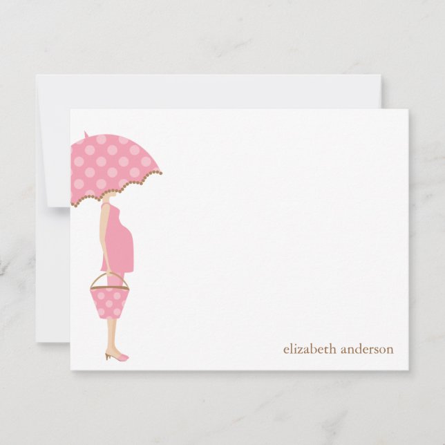 Pink Mom to Be Baby Shower Thank You Cards (Front)