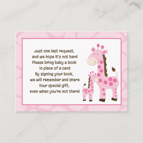 Pink Mommy Giraffe Book Request Cards Business Cards