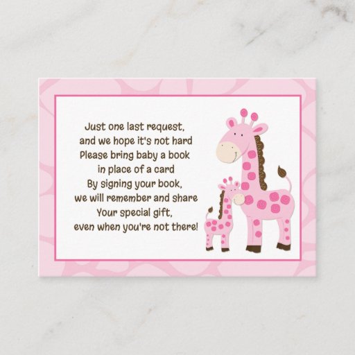 Customizable Pink Mommy Giraffe Book Request Cards Business Cards