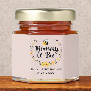 Pink Mommy to Bee Floral Minimalist Baby Shower Honey Jar Favors