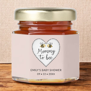 Pink Mommy to Bee Heart Minimalist Baby Shower Honey Jar Favors