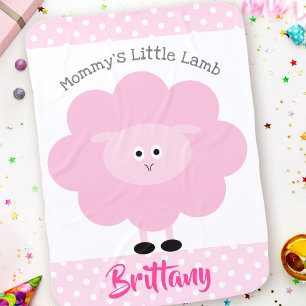 Pink Mommys Little Lamb Girl Add Name Kawaii Cute Baby Blanket