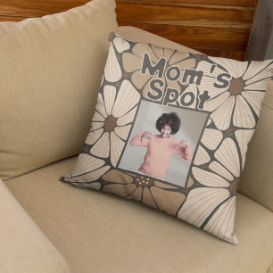 Pink Mom's Spot Couch Photo Mother's Day Gift Throw Pillow