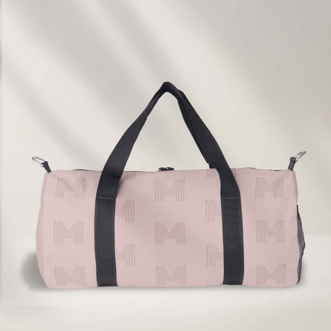 Pink mongram pattern, dance duffel bags (Pink monogram small women's duffel bag.)