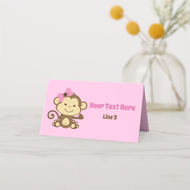 Pink Monkey Bag Topper or Place Card (Front)