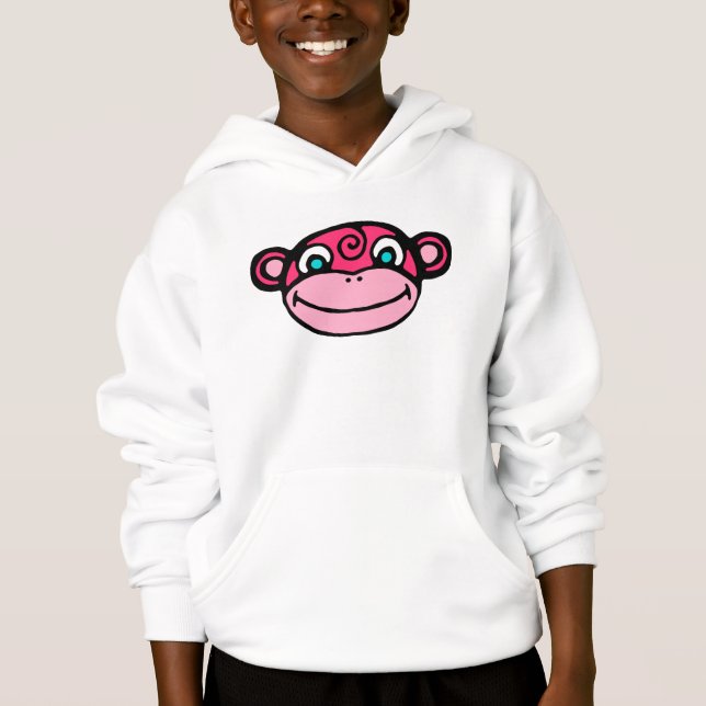 Pink Monkey Face Cute Hoodie (Front)