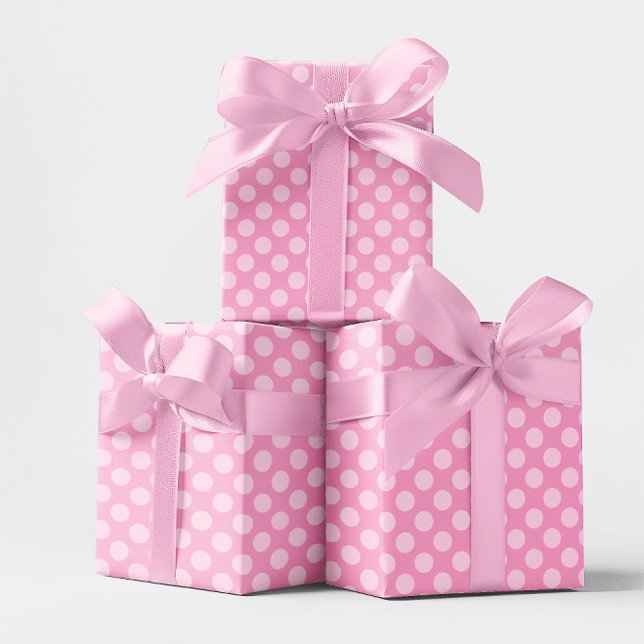 Pink Monochrome Polka Dot Pattern Wrapping Paper (Pink Monochrome Polka Dot Pattern Wrapping Paper)