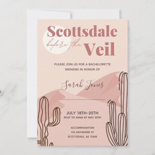 Pink Monochrome Scottsdale Bachelorette Invitation