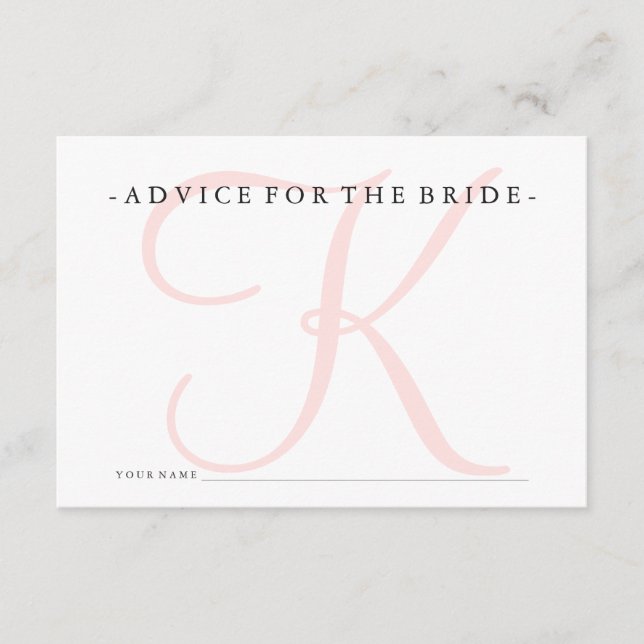 Pink Monogram Advice for the Bride Shower Game (Front)