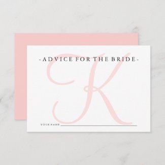 Pink Monogram Advice for the Bride Shower Game