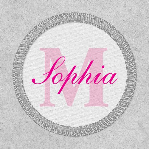 Pink monogram and name patch
