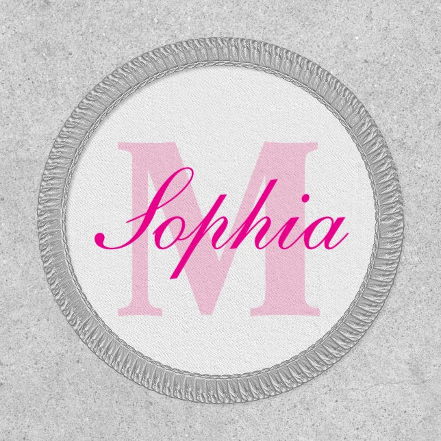 Pink monogram and name patch (Front)