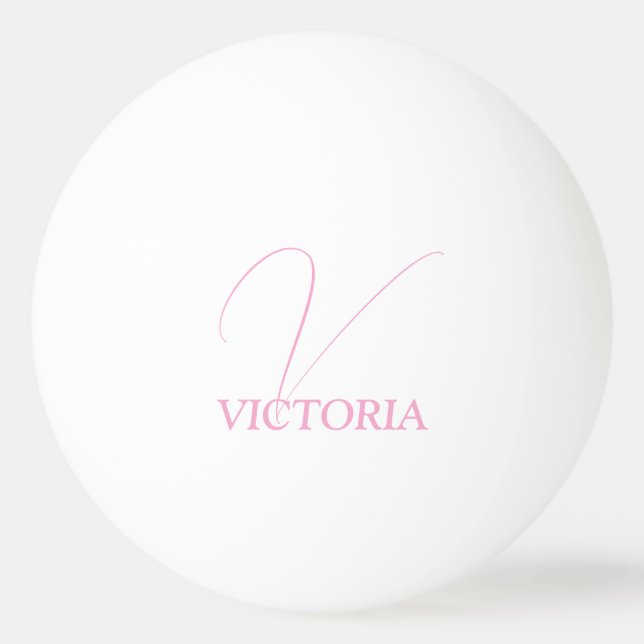 Pink Monogram and Name Personalized Ping Pong Ball (Front)