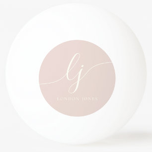 Pink Monogram and Name Personalized Ping Pong Ball