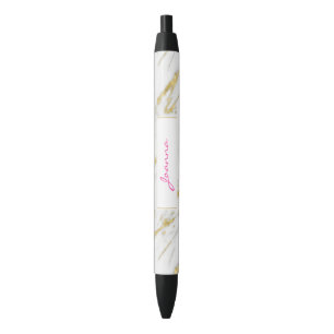 Pink Monogram And White Marble Stone Pen