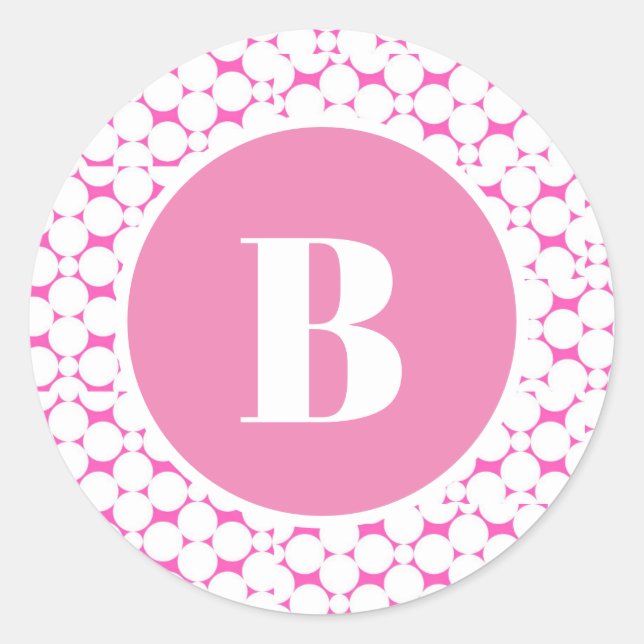 Pink Monogram Baby Shower Party Favor Sticker (Front)
