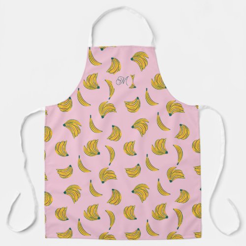 Pink Monogram Banana Pattern Apron