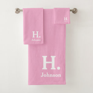 Pink Monogram Bath Towel Set
