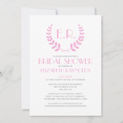 Pink Monogram Bridal Shower Invitations